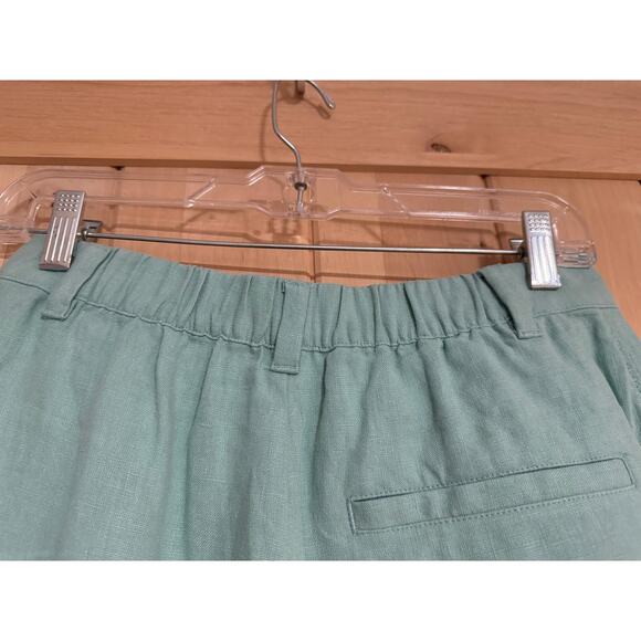 Garnet Hill | Linen Trouser Shorts in Pale Cyan | Size 2 - Picture 5 of 11